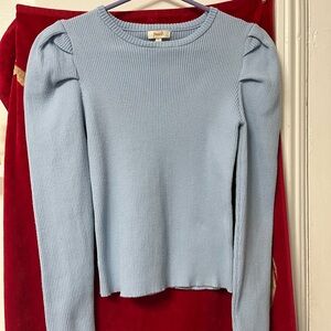 Pastel Blue Ribbed Long Sleeve Top